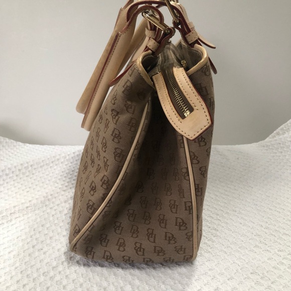 Dooney & Bourke Buckel Satchel Tote Bag Signature Design w/ Leather Trim - Picture 9 of 15